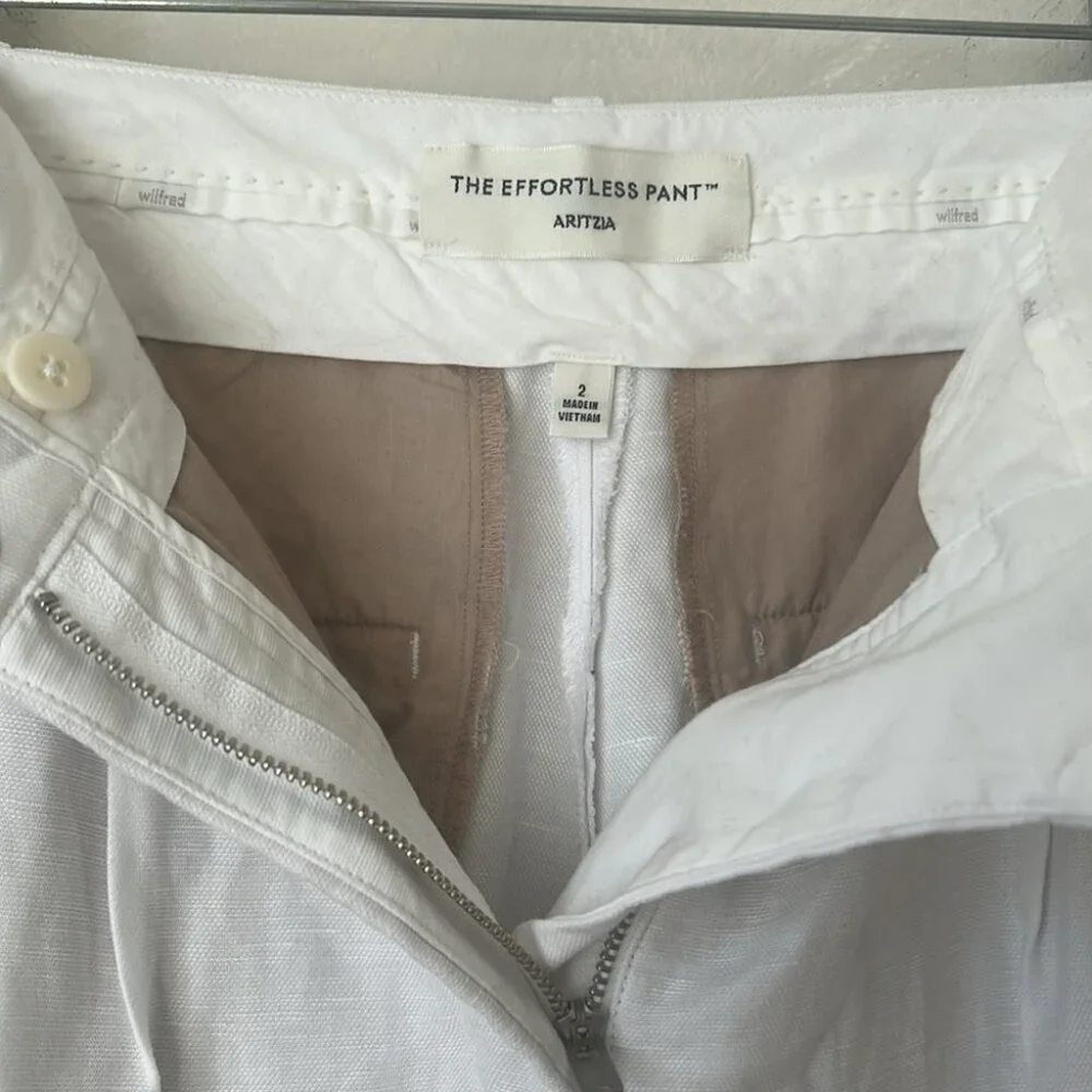 Aritzia White High-Waist Wide-Leg Linen Pants